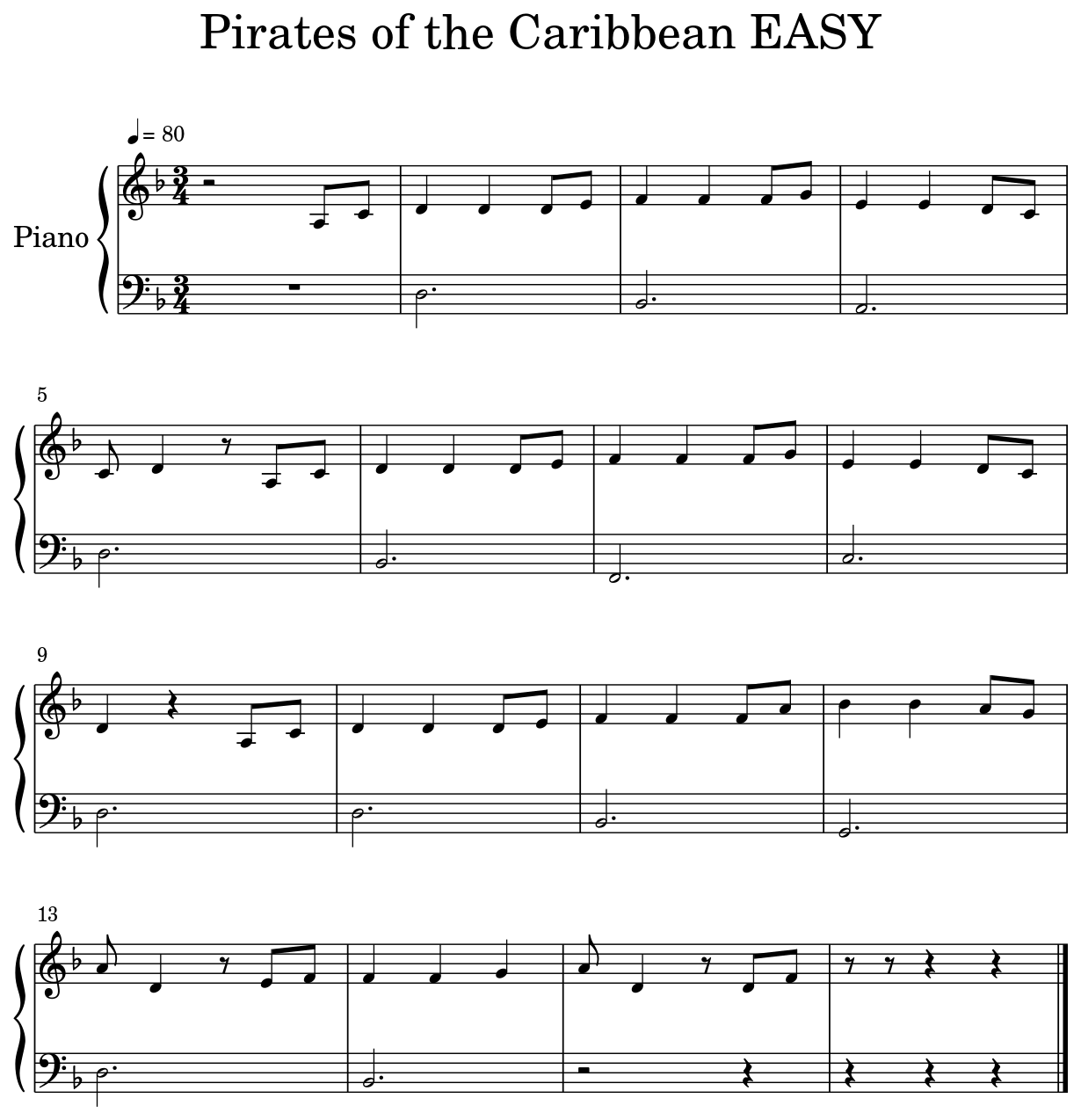 Ноты на пианино пираты карибского
