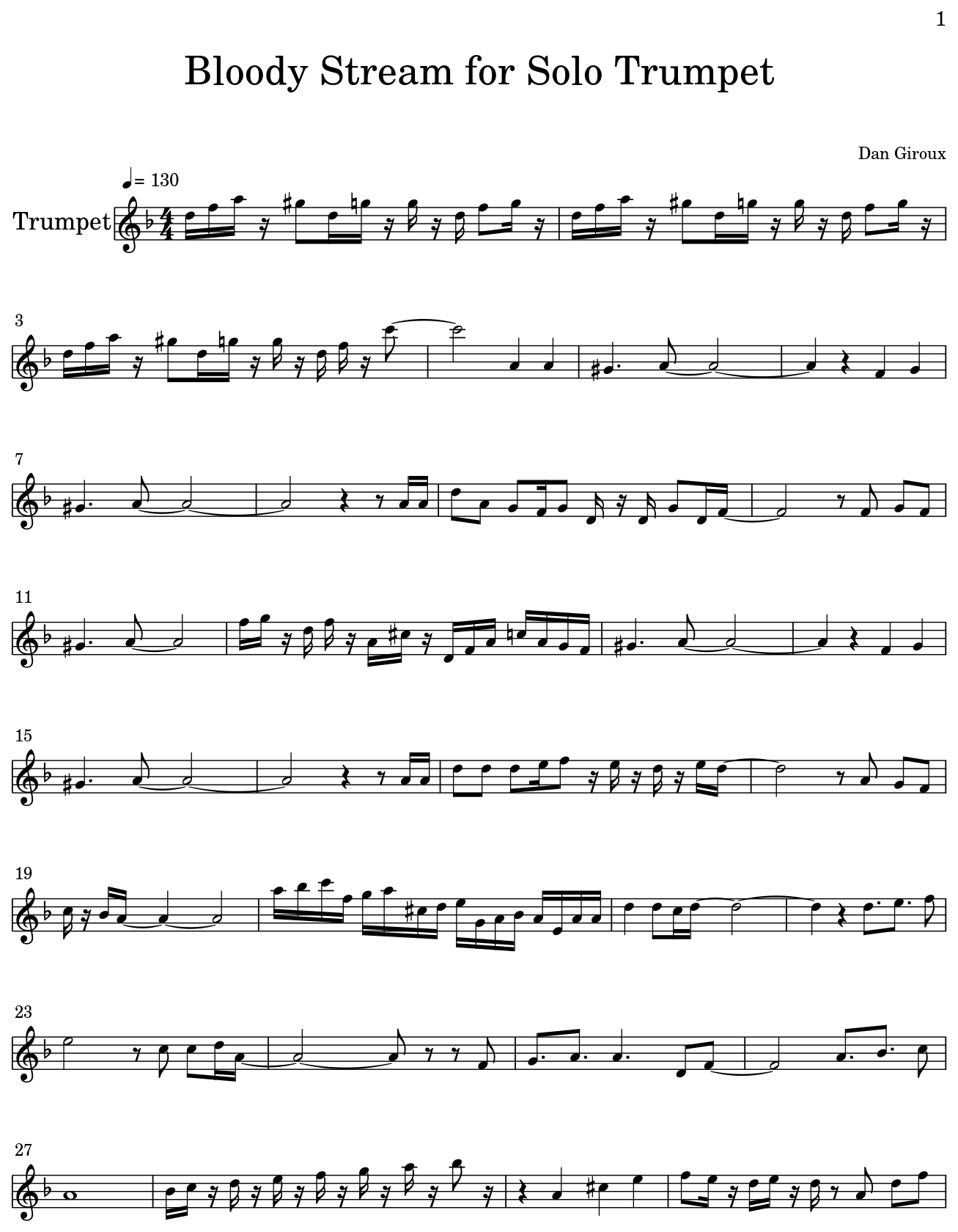 Bloody Stream for Solo Trumpet - Sheet music for Trumpet.