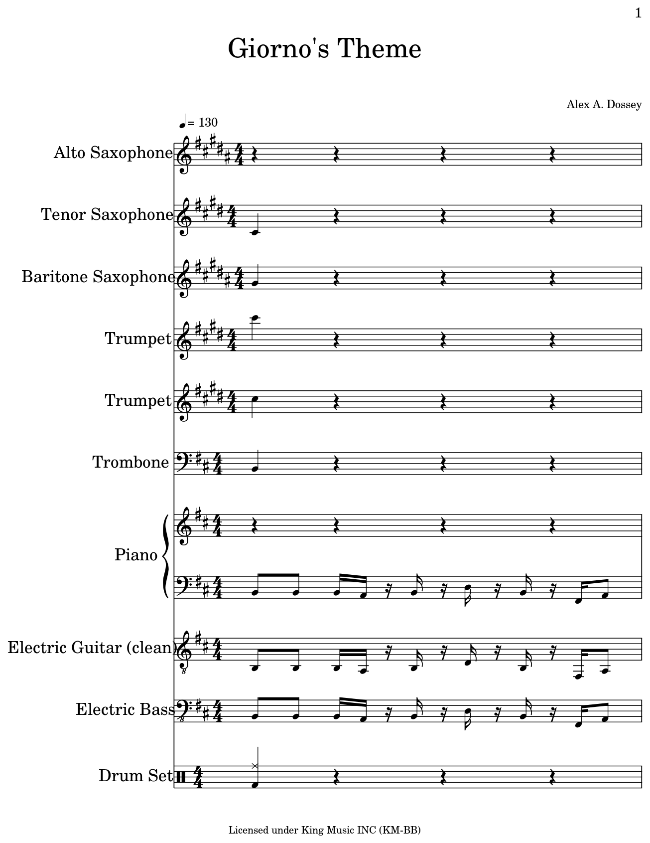 Giorno's Theme - Sheet music for Alto Saxophone, Tenor Saxophone, B...