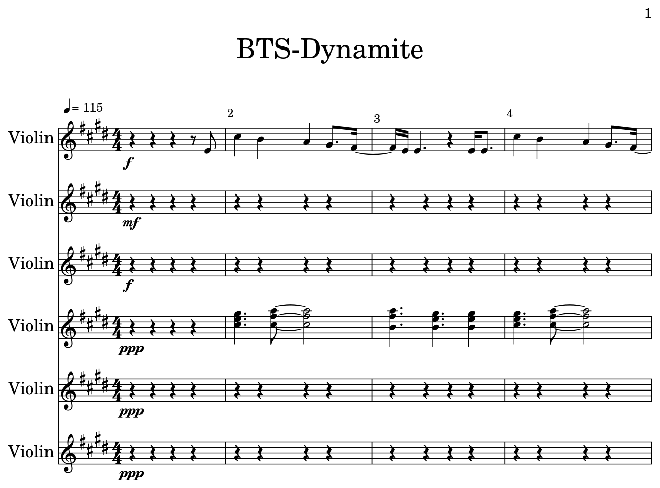 BTS-Dynamite - Sheet music for Violin.